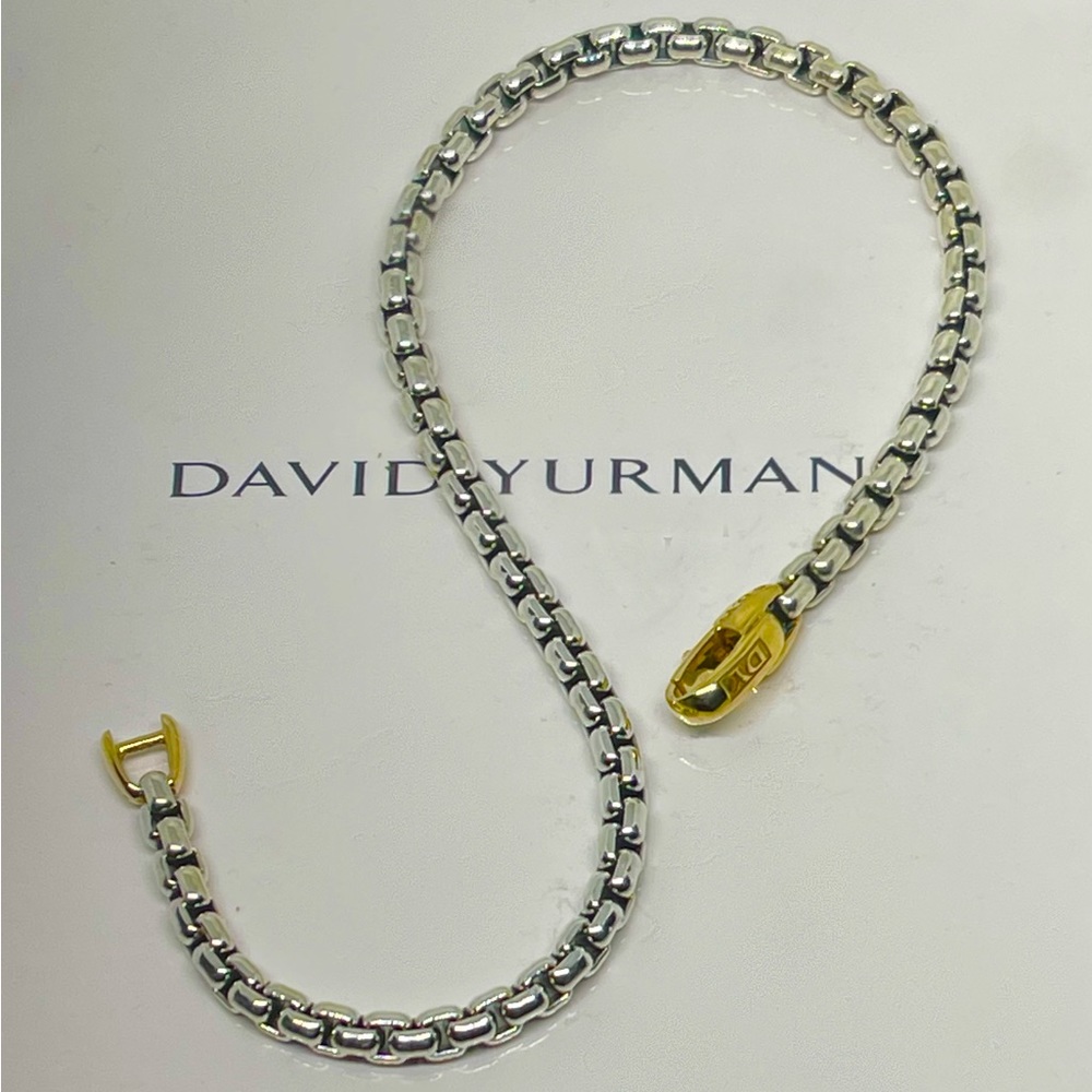 David Yurman box chain 4mm bracelet in Sterling Silver and 14K Yellow Gold